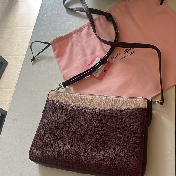Kate Spade crossbody dusty rose and burgundy color - Picture 7 of 7